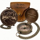 Vintage Engraved Brass Pocket Compass - Antique Gift For Men  Adventure Tool