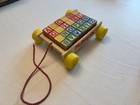 Vintage Playskool Wagon With Wooden Alphabet Number Blocks Pull Toy
