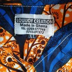 Nwot African Shirt Men Xl Blue Orange Print Button Up Short Sleeve Tab Collar