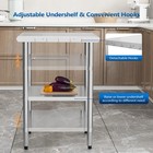 Stainless Steel Heavy Duty Prep Table With Hooks Adjustable Undershelf 24x24