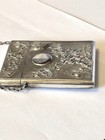 Antique Chinese Export Silver 90 Calling Card Case Birds Butterflies Flowers