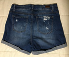 Enjean Shorts Cuffed Women s Sz   Large Distressed Blue Denim Mid Rise 30 x2 