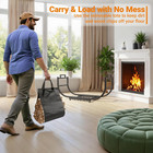 32 Inch Firewood Rack With Wheels   Removable Canvas Carrier  Indoor Outdoor Log