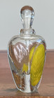 John Bruchetta Art Glass Perfume Bottle   Stopper Yellow Leaf Design Dated 1993