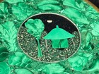 Vintage Green Malachite   Brass Round Box From Congo - Pietra Dura Scene On Top