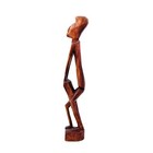 Hand Carved Wooden African Tribal Art Statue Figure Man Playing Drum