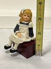 Vtg Dollhouse Resin Miniature Little Blonde Victorian Girl Sitting On Box 1 12