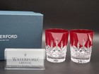 Pair Of Waterford Crystal Lismore Red Double Old Fashioned Glasses New  1078636