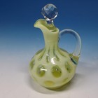Fenton Glass Uranium Topaz Opalescent Coin Dot - Cruet With Stopper - 6   Inches
