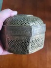 Antique 18th C  Indian islamic mughal Engraved   Pierced Brass Betel Box pandan