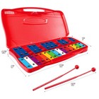 25 Notes Kids Glockenspiel Chromatic Metal Xylophone W  Red Case And 2 Mallets