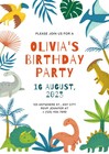 Digital Dinosaur Dino Birthday Party Invitation Personalized Texts 4