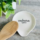 Cuchara - Spoon Spanish Ceramic White Spoon Rest 4 5  X 4  For Kitchen Cooking