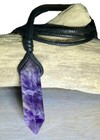 Natural Amethyst Point Necklace Mens Crystal Pendant Chakra Healing Women Gift