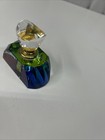 Vtg Perfume Bottle Iridescent Rainbow Faceted Art Glass Read