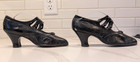 1910 Women s Button-up Black Leather Heeled Sorosis Shoes Applied Decoration