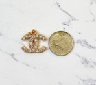 Designer Cc Rhinestone Stamped Button 1pc Vintage Button