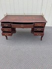 67605 Elegant French Louis Xv Style Mahogany Writing Desk With Brass Rail