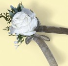 5 Artificial White Rose Boutonni  res Wrapped With Twine Accent  Never Used