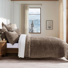 Stripe Channel Luxury Velvet Quilt Set King Size  Mocha Brown