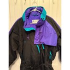 Vtg 80 s 90 s Columbia Mens Xl Ski Suit Black Purple Teal Snow Suit