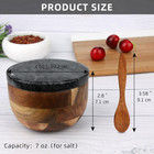 Wooden Salt Cellar Box With Marble Lid   Spoon  Modern Black Stone Salt Or Peppe