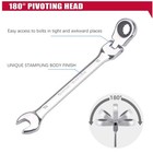 Flzosper 10mm Metric Flex-head Gear Wrench box End Head 72-tooth 10mm  Silver