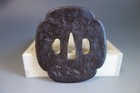 Tsuba Guard Wave Plover Inlay Mokko Samurai Sword Fitting Katana Edo