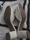 White Mountain Beige Leather Flower Accent Block Heel Open Toe Mules Women s 11
