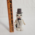 Vintage Putz Mica Dapper Snowman Figurine Kitschy Christmas Cane Top Hat As Is