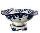 Vintage Gzhel Porcelain Large Vase For Fruits Hand Made Hand Painted Mint