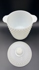 Vintage Anchor Hocking Milk Glass Hobnail Ice Bucket With Lid 9 