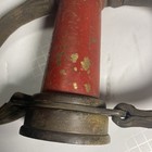 Antique Brass Elkhart Fireman s Fire Hose Nozzle Double Leather Handle