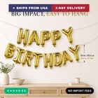 Gold Happy Birthday Balloons Banner 16 Inch Mylar Foil Letters  Inflatable Party
