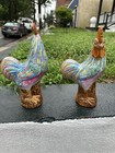 Wonderful Antique Pair Of Porcelain Roosters