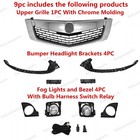 9pc For Acura Tsx 2009 2010 Chrome Grille Fog Lights Bumper Headlight Brackets