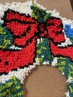 Vintage Completed Christmas Wreath Latch Hook Rug Or Tree Skirt Festive Holiday