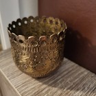 Antique Indian Engraved Brass Small Pot Gold Decor