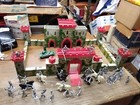 Vtg Louis Marx Tin Lithograph Medieval Castle Fort Playset Knights Horses   More