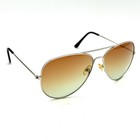 Vintage Aviator Sunglasses Silver Metal Frame With Brown To Blue Gradient Lenses