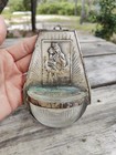 Vintage St Anne De Beaupre Holy Water Font Relief Pressed Metal And Glass Bowl