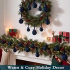 24 Pack Christmas Tartan Plaid Ball Ornaments Hanging Baubles 2 Size Blue