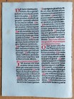 Rubricated Incunable Leaf Brevarium Augsburg  74  - 1495