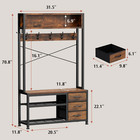 5 In 1 Hall Tree Entryway Bench With Coat Hook 3 Drawers Top Storage Shelf Brown