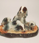 Spaniel Family Group W Puppies Figurine Occupied Japan C  1945