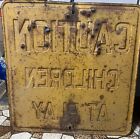 Vintage Sign Caution Children At Play - Embossed Metal   24  X 24  Inches Heavy