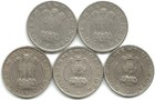 India Republic  Set Of 5 Coins  1 4 Rupee For The Years 1950-1956  Nickel 