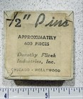 Vintage Antique Dorothy Flicek Chicago Hollywood Sewing Pins Box Partly Filled