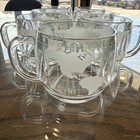 Set Of 7    Vintage 1970 Nestl    Nescaf   Coffee World Map Etched Glass Cup mug