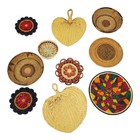 Vintage 10 Wall Basket Decor Gallery Hanging Coiled Wicker Pottery Palm Fans 